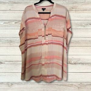 Torrid Plus Size 3 (3X) Georgette Zip-Front Dolman Blouse – Striped